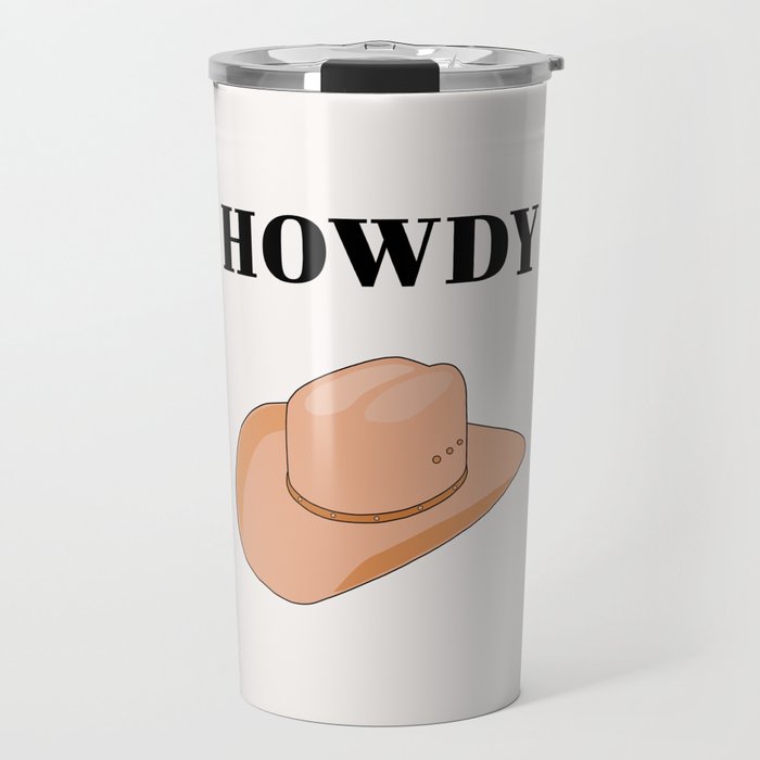 Howdy - Cowboy Hat Neutral Beige Travel Mug Gallery Image 1