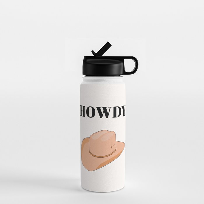 Howdy - Cowboy Hat Neutral Beige Water Bottle Gallery Image 1