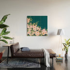 Floral Watercolor Roses, Teal and Pink, Vintage Wood Wall Art Gallery Image 2