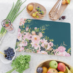 Floral Watercolor Roses, Teal and Pink, Vintage Cutting Board Gallery Image 2