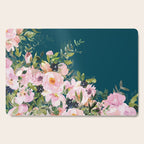 Floral Watercolor Roses, Teal and Pink, Vintage Cutting Board Gallery Image 1