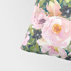 Floral Watercolor Roses, Teal and Pink, Vintage Pillow Sham Gallery Image 4