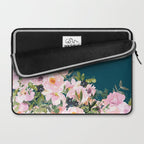 Floral Watercolor Roses, Teal and Pink, Vintage Laptop Sleeve Gallery Image 2