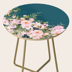 Floral Watercolor Roses, Teal and Pink, Vintage Side Table Gallery Image 2