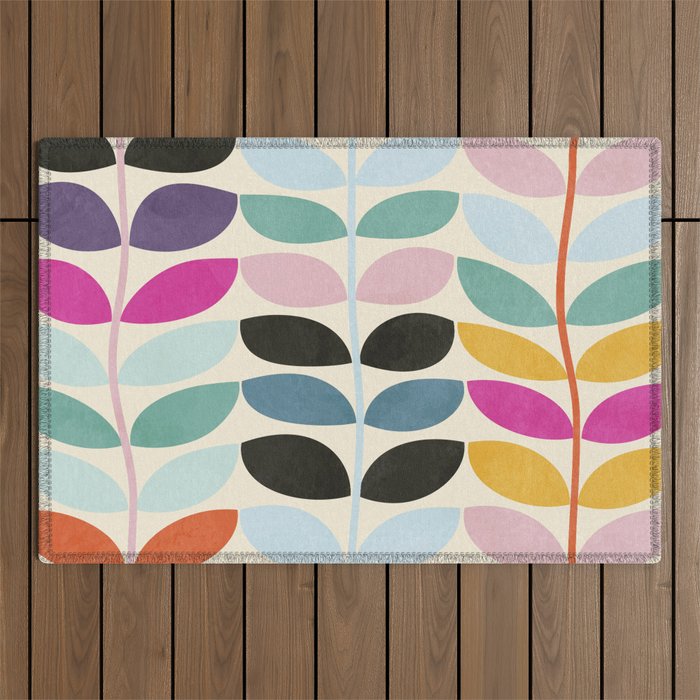 mid modern leaves spring Outdoor Rug Gallery Image 1