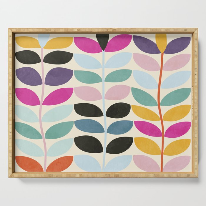 mid modern leaves spring Serving Tray Gallery Image 1