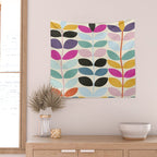 mid modern leaves spring Wall Tapestry Gallery Image 2