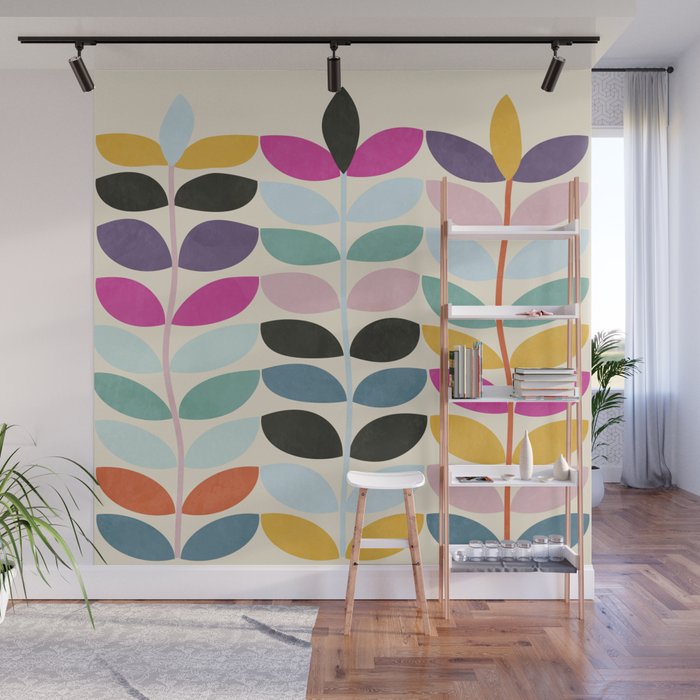 mid modern leaves spring Wall Mural Gallery Image 1