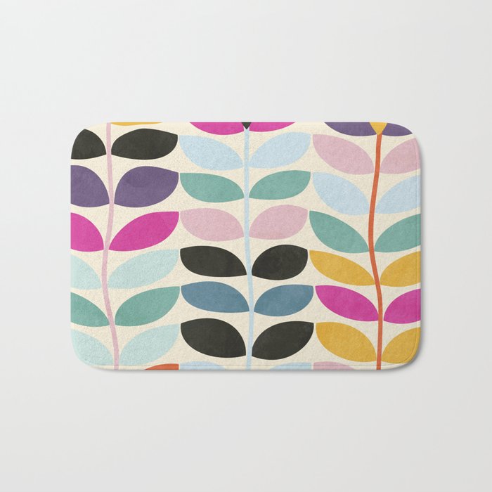 mid modern leaves spring Bath Mat Gallery Image 1