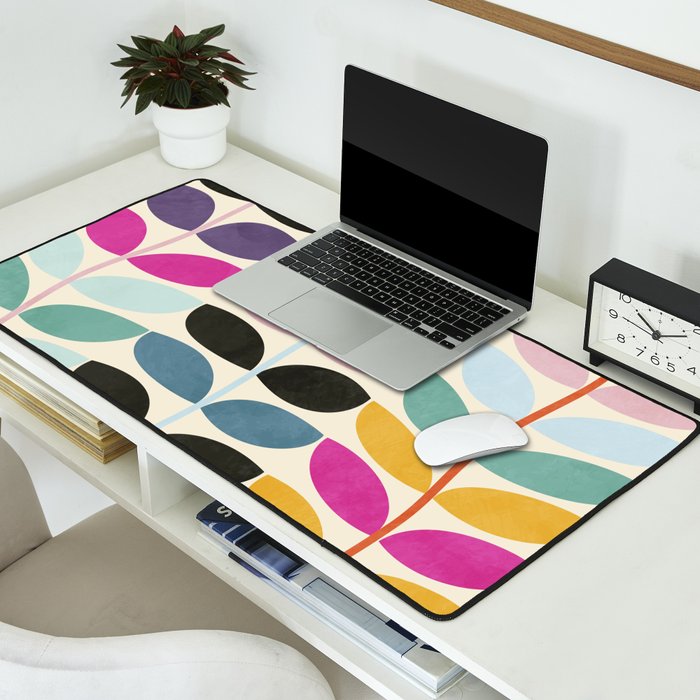 mid modern leaves spring Desk Mat Gallery Image 2
