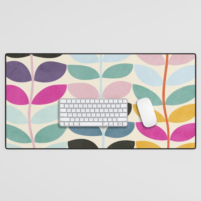 mid modern leaves spring Desk Mat Gallery Image 1