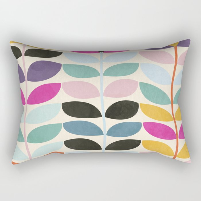 mid modern leaves spring Rectangular Pillow Gallery Image 2