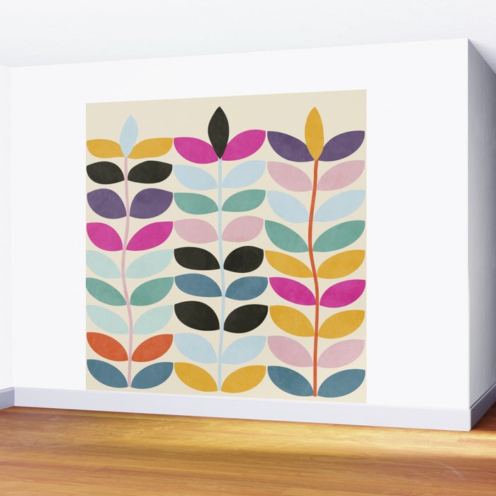 mid modern leaves spring Wall Mural Gallery Image 2