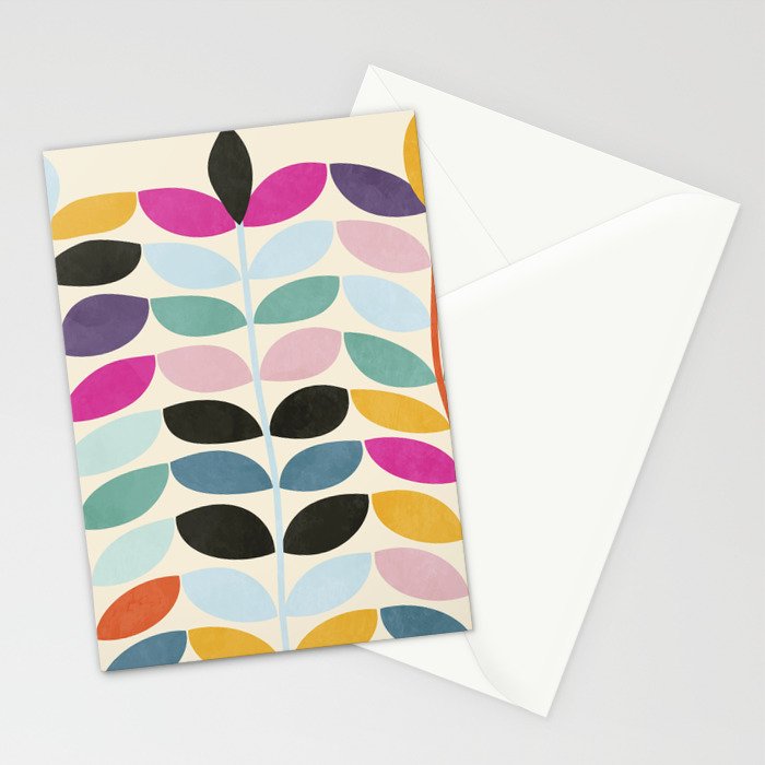 mid modern leaves spring Stationery Card Gallery Image 2