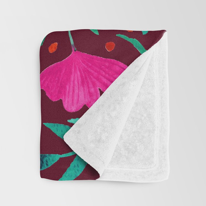 Magical garden - burgundy and pink Throw Blanket Gallery Image 3