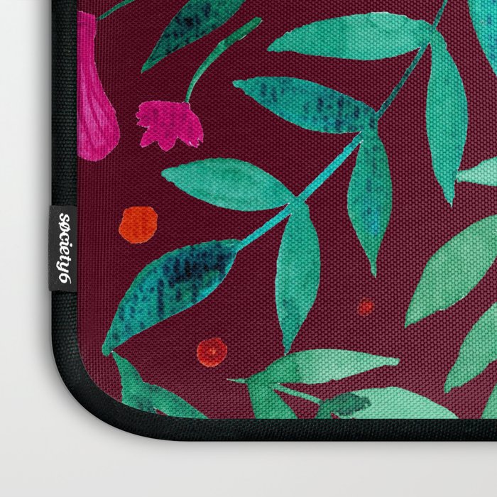Magical garden - burgundy and pink Laptop Sleeve Gallery Image 3