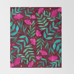Magical garden - burgundy and pink Throw Blanket Gallery Image 2