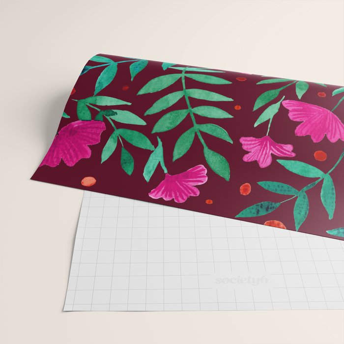 Magical garden - burgundy and pink Wrapping Paper Gallery Image 2