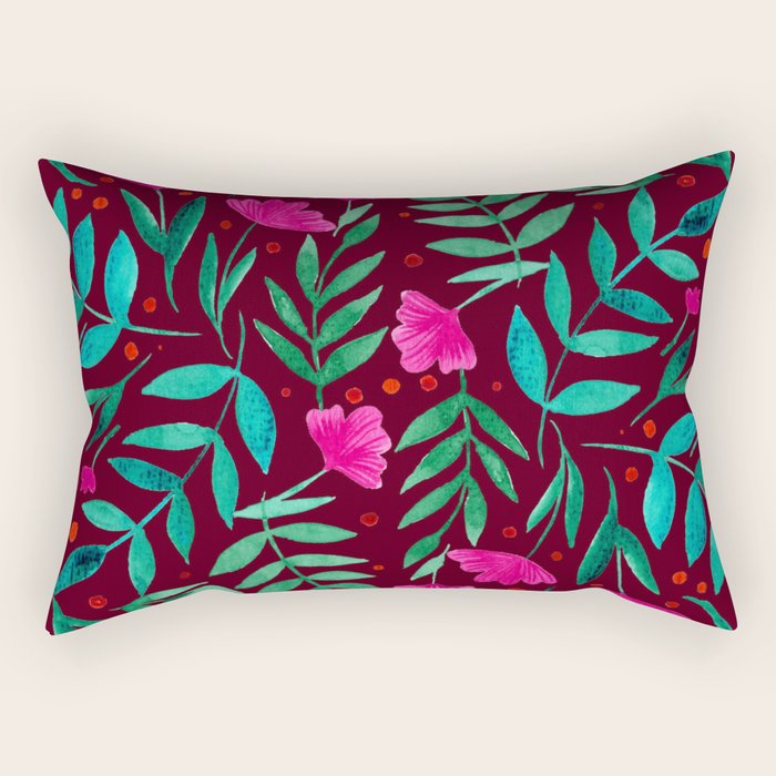 Magical garden - burgundy and pink Rectangular Pillow Gallery Image 2