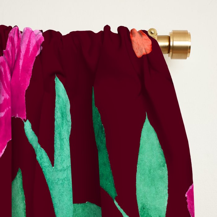 Magical garden - burgundy and pink Window Curtain Gallery Image 2