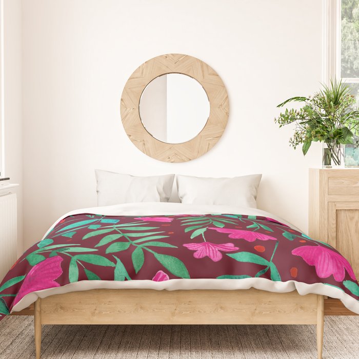Magical garden - burgundy and pink Duvet Cover Gallery Image 3