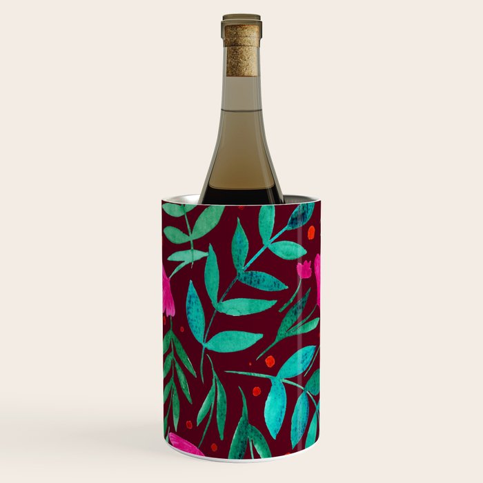 Magical garden - burgundy and pink Wine Chiller Gallery Image 3