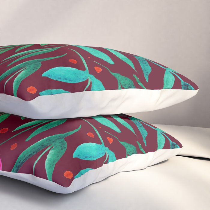 Magical garden - burgundy and pink Pillow Sham Gallery Image 3