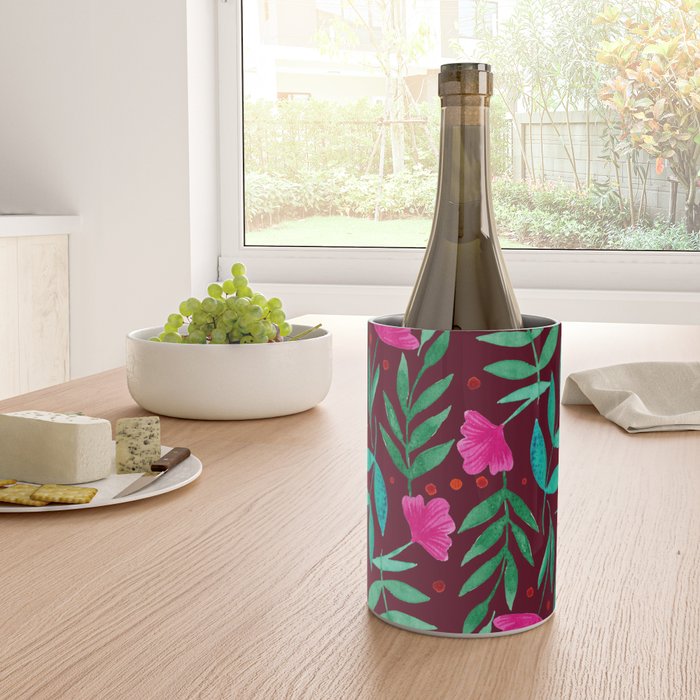 Magical garden - burgundy and pink Wine Chiller Gallery Image 4
