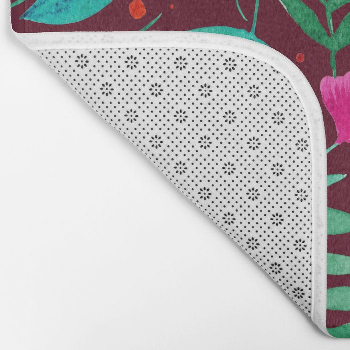 Magical garden - burgundy and pink Bath Mat Gallery Image 2