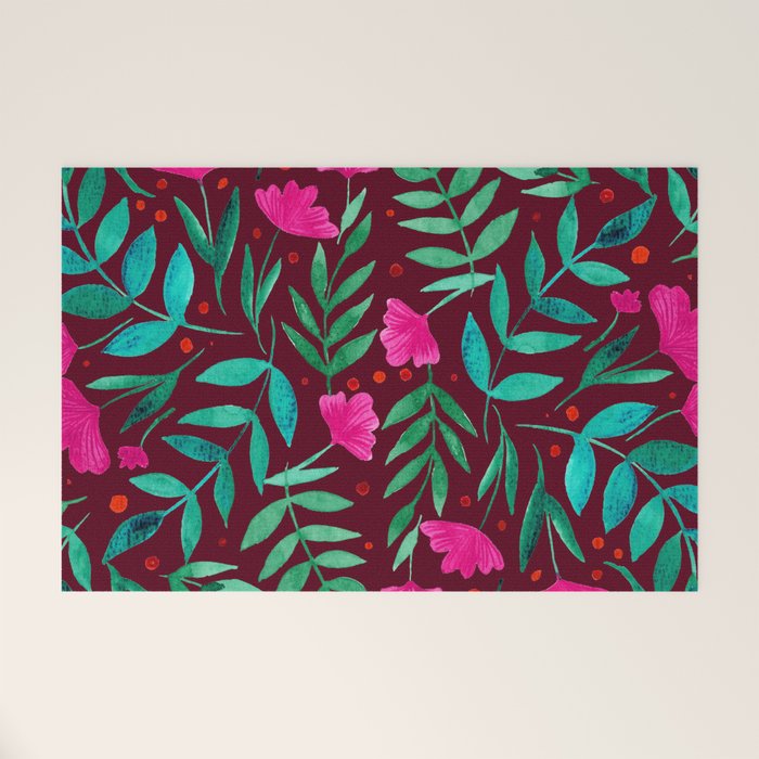 Magical garden - burgundy and pink Welcome Mat Gallery Image 1