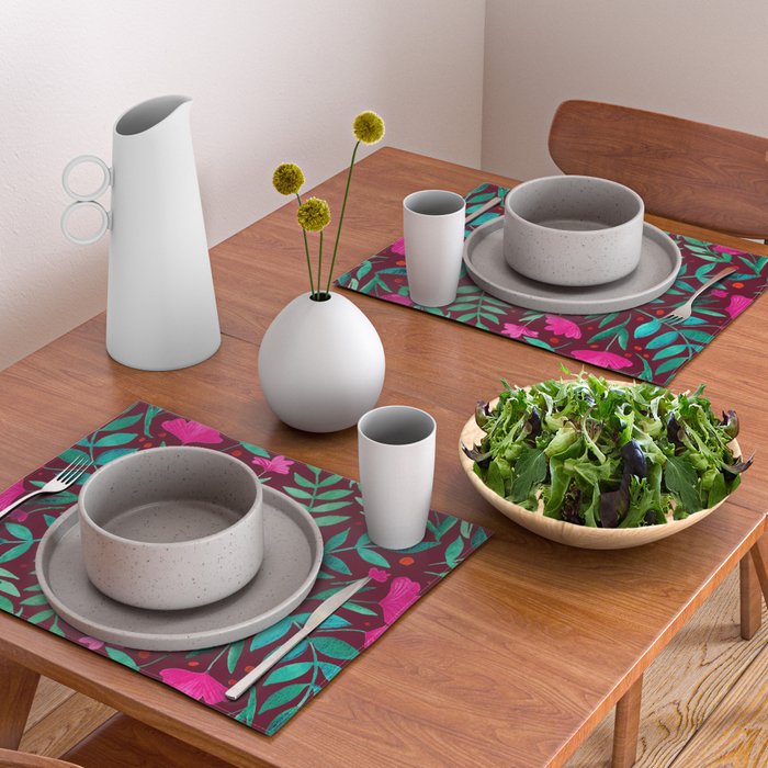 Magical garden - burgundy and pink Placemat Gallery Image 2