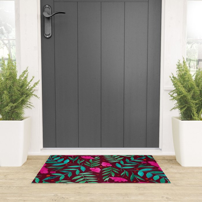 Magical garden - burgundy and pink Welcome Mat Gallery Image 3