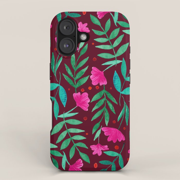 Magical garden - burgundy and pink iPhone Case Gallery Image 1