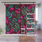 Magical garden - burgundy and pink Wall Mural Gallery Image 1