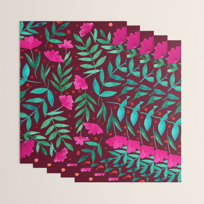 Magical garden - burgundy and pink Wrapping Paper Gallery Image 3