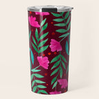 Magical garden - burgundy and pink Travel Mug Gallery Image 1