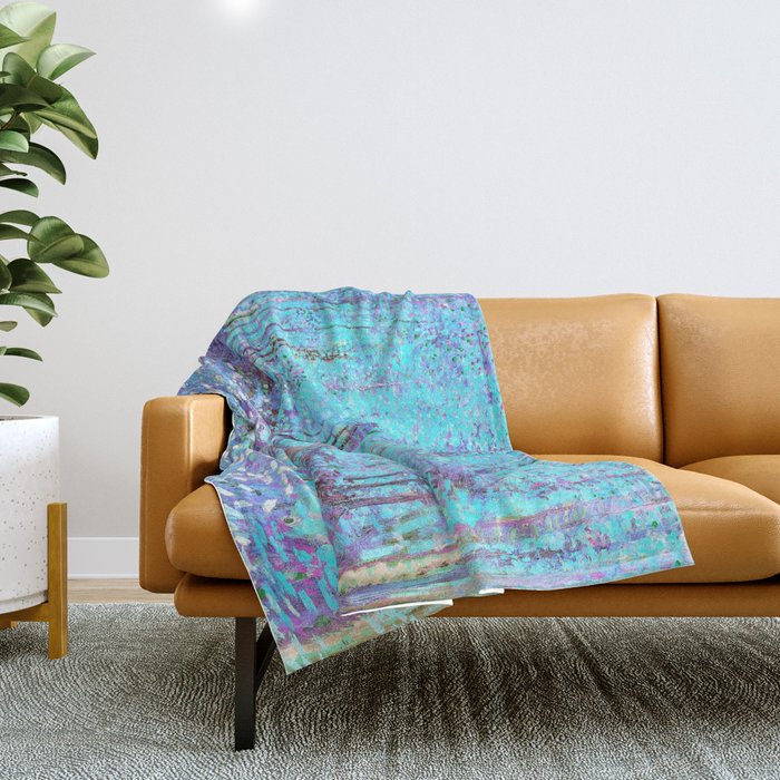 Van Gogh Trees & Underwood Aqua Lavender Throw Blanket Gallery Image 1