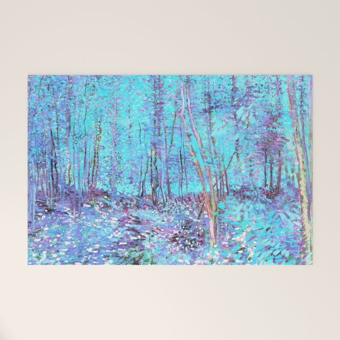 Van Gogh Trees & Underwood Aqua Lavender Welcome Mat Gallery Image 1