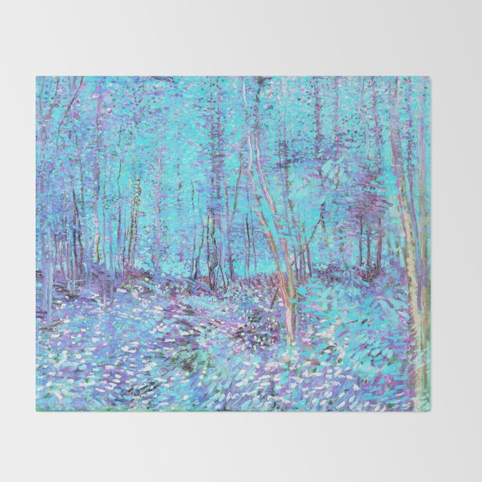 Van Gogh Trees & Underwood Aqua Lavender Throw Blanket Gallery Image 2