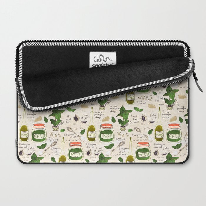 Pesto. Illustrated Recipe. Laptop Sleeve Gallery Image 2