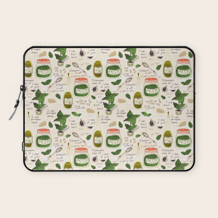 Pesto. Illustrated Recipe. Laptop Sleeve Gallery Image 1