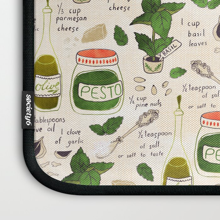 Pesto. Illustrated Recipe. Laptop Sleeve Gallery Image 3