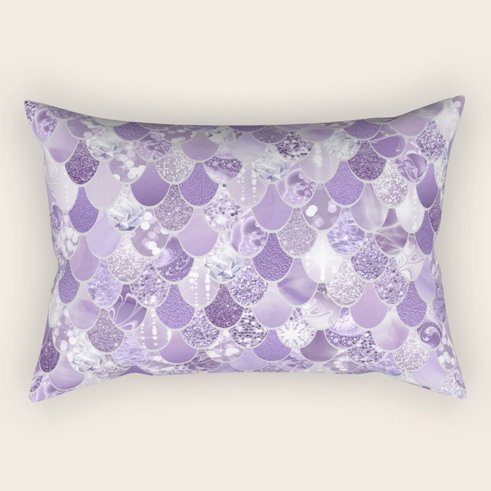 Mermaid Scales, Aesthetic Purple Rectangular Pillow Gallery Image 2