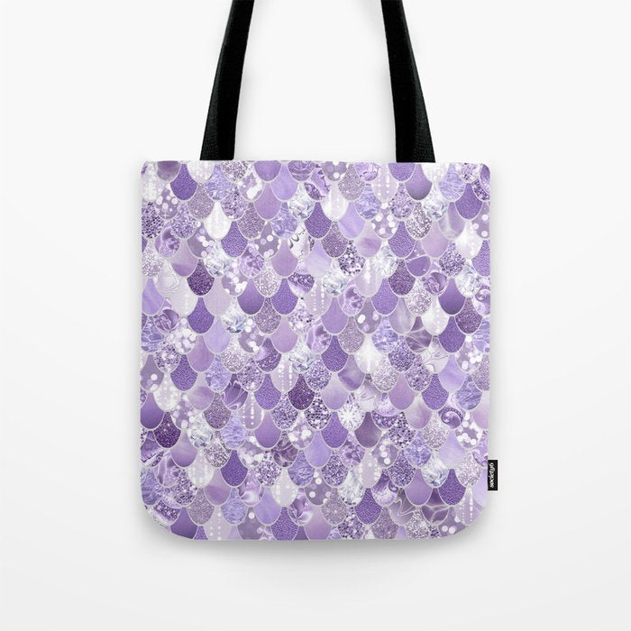 Mermaid Scales, Aesthetic Purple Tote Bag Gallery Image 1