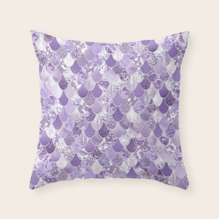Mermaid Scales, Aesthetic Purple Throw Pillow Gallery Image 6