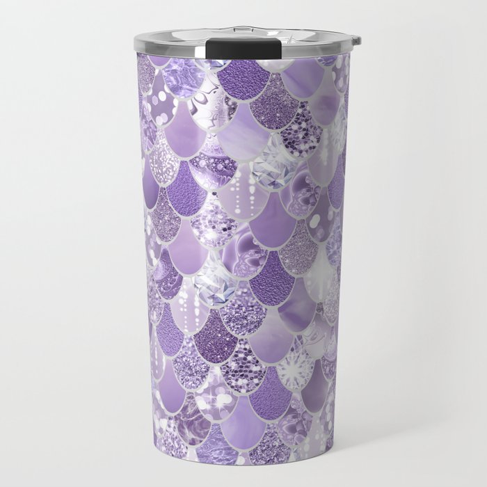 Mermaid Scales, Aesthetic Purple Travel Mug Gallery Image 1