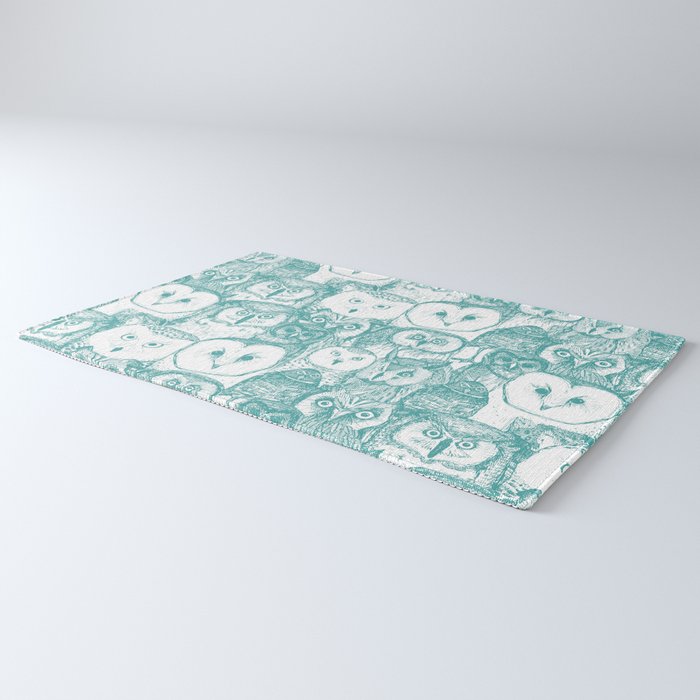 just owls teal blue Rug Gallery Image 3