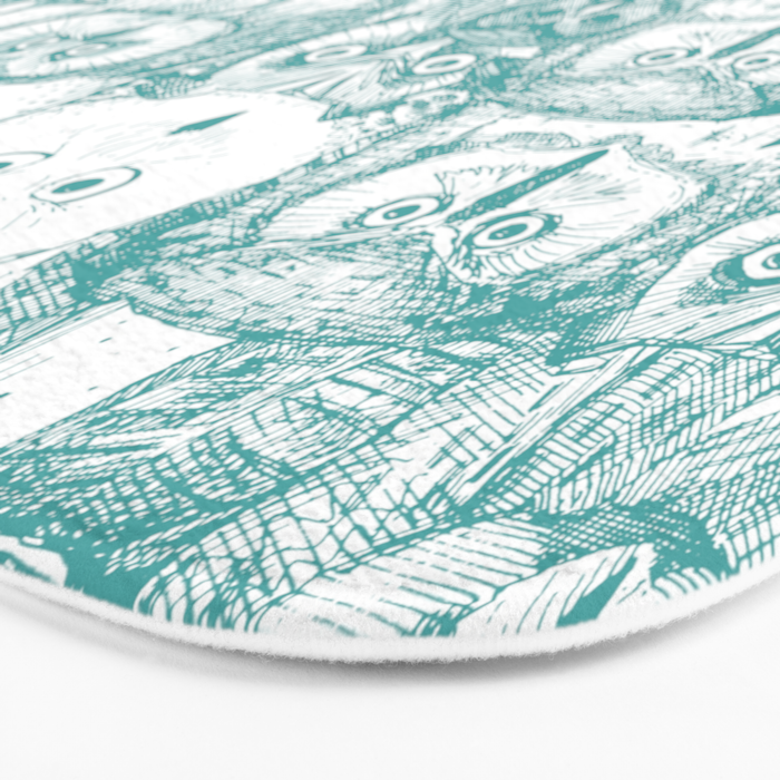 just owls teal blue Bath Mat Gallery Image 3