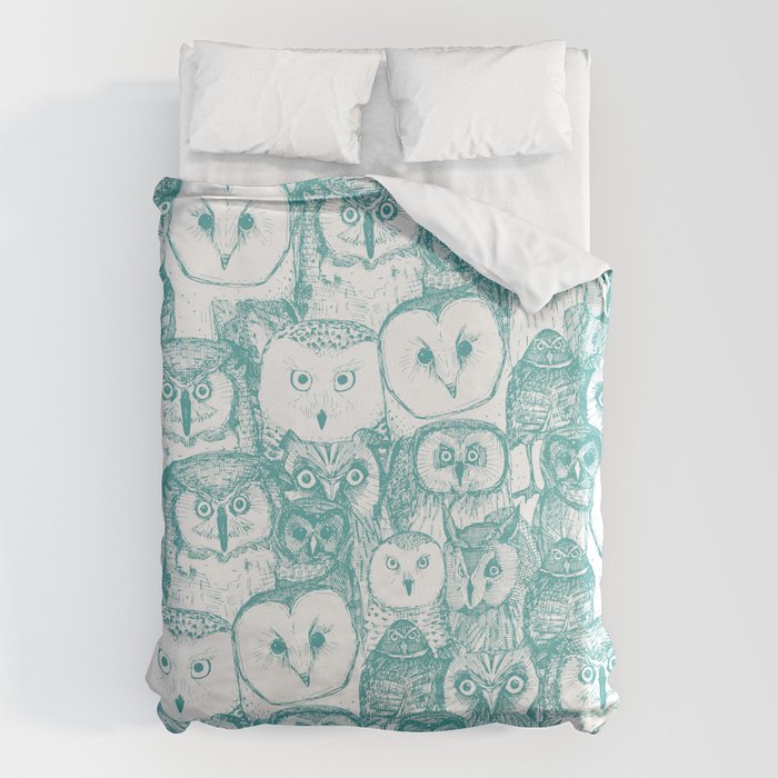 just owls teal blue Duvet Cover Gallery Image 1