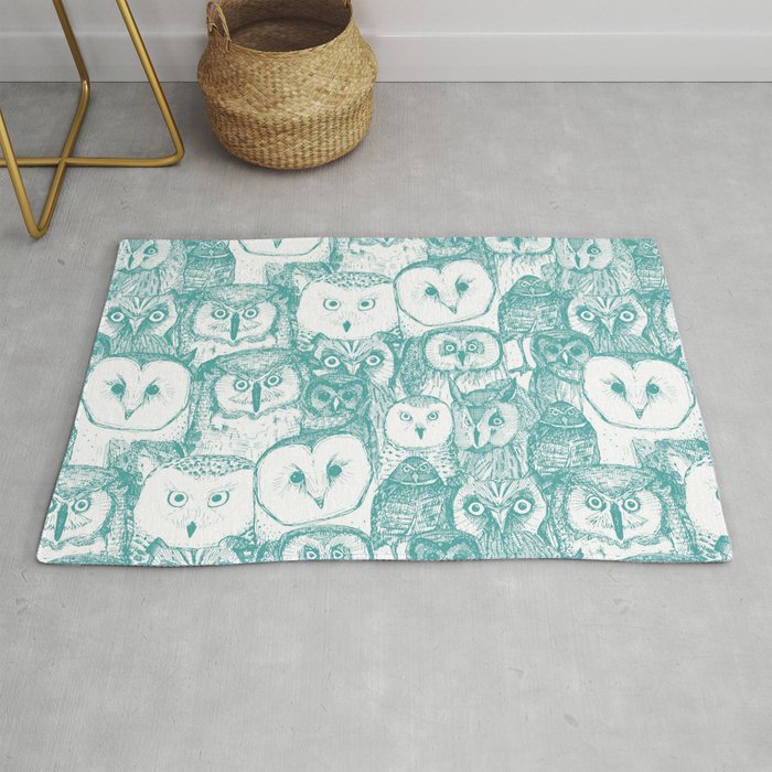 just owls teal blue Rug Gallery Image 1